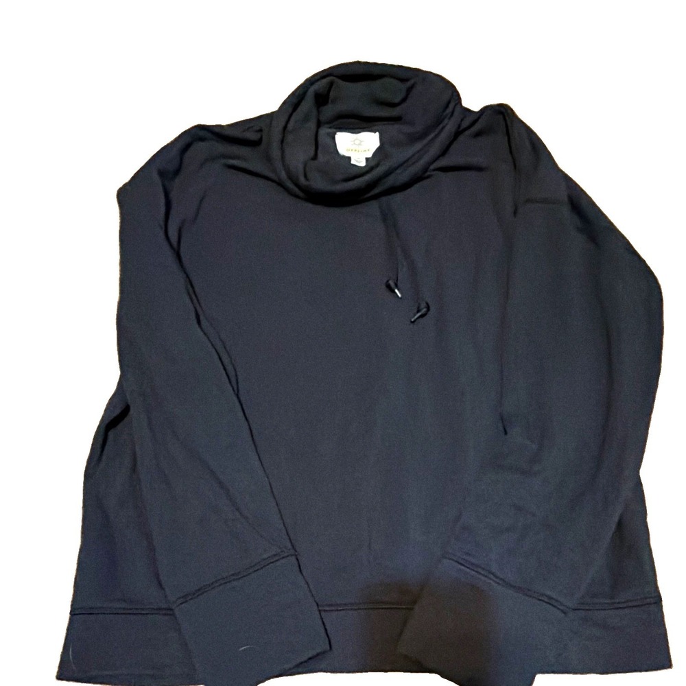 OFFLINE by Aerie Black Cowl Neck Pullover Sweatshirt Pockets Logo Women's L